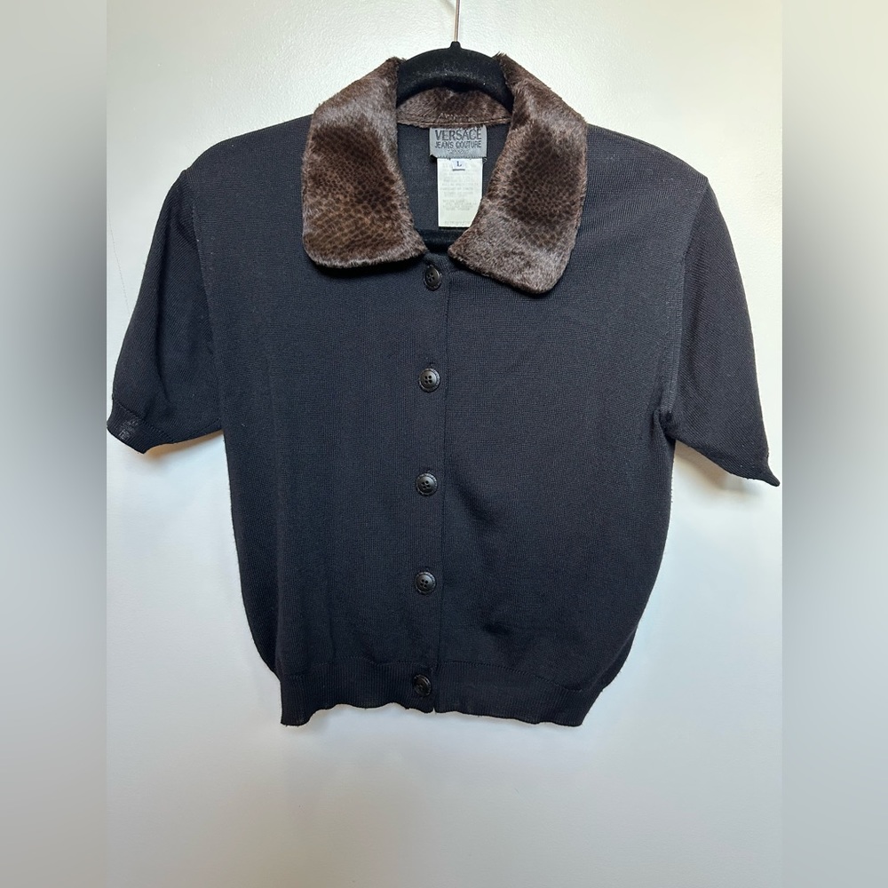 Versace Jeans Couture Original Fur Collar Wool T-Shirt
